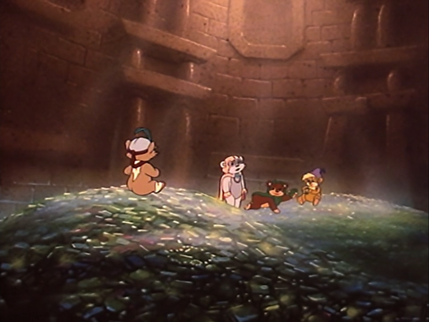 The Ewoks enter the Lost Temple's treasure room.