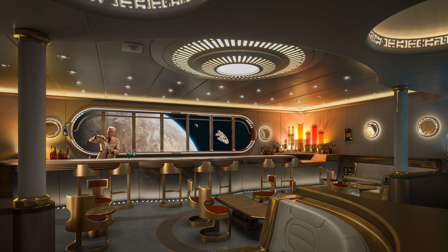 Concept art of the bar