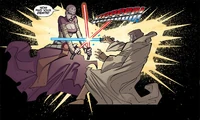 Ventress fighting Kenobi.