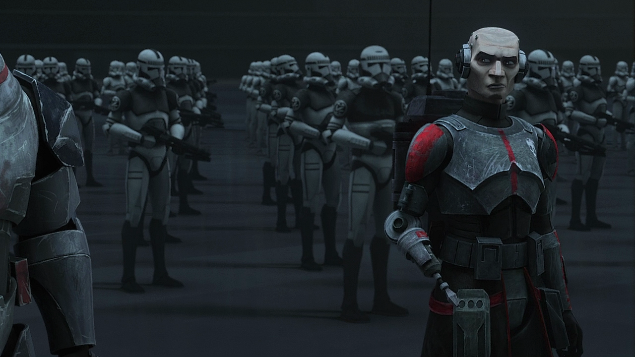 Kamino security troopers stood in formation as they listened to an address given by Emperor Palpatine.