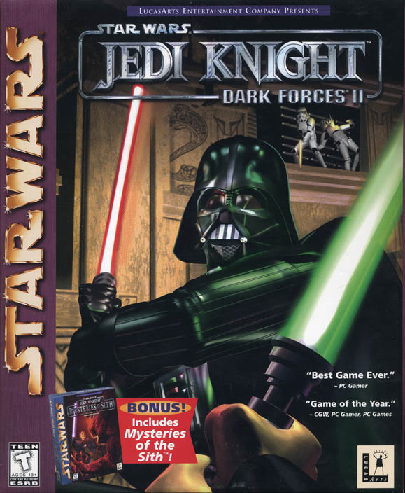 The cover of the game with a depiction of Darth Vader, who does not appear in either game