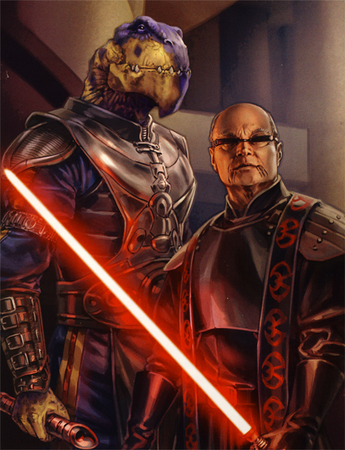 Desann and Jerec, both Dark Jedi who desired the power of the Valley of the Jedi for their own ends.