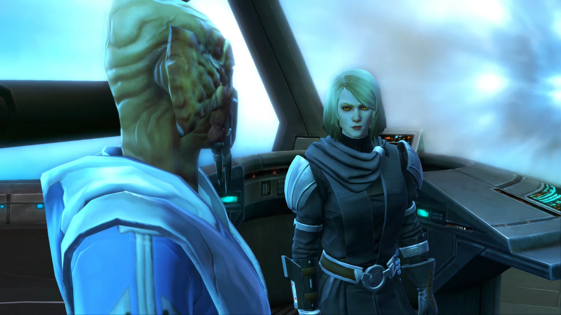 Lana Beniko enjoys a philosophical discussion with Master Gnost-Dural.