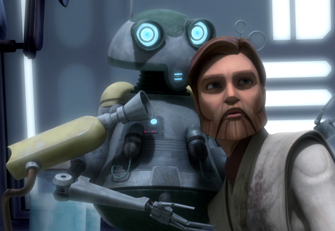 The science droid helping with Kenobi's transformation into Hardeen