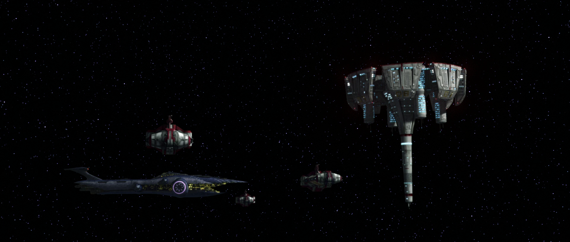 The Malevolence targeting medical frigates evacuating from the medical center