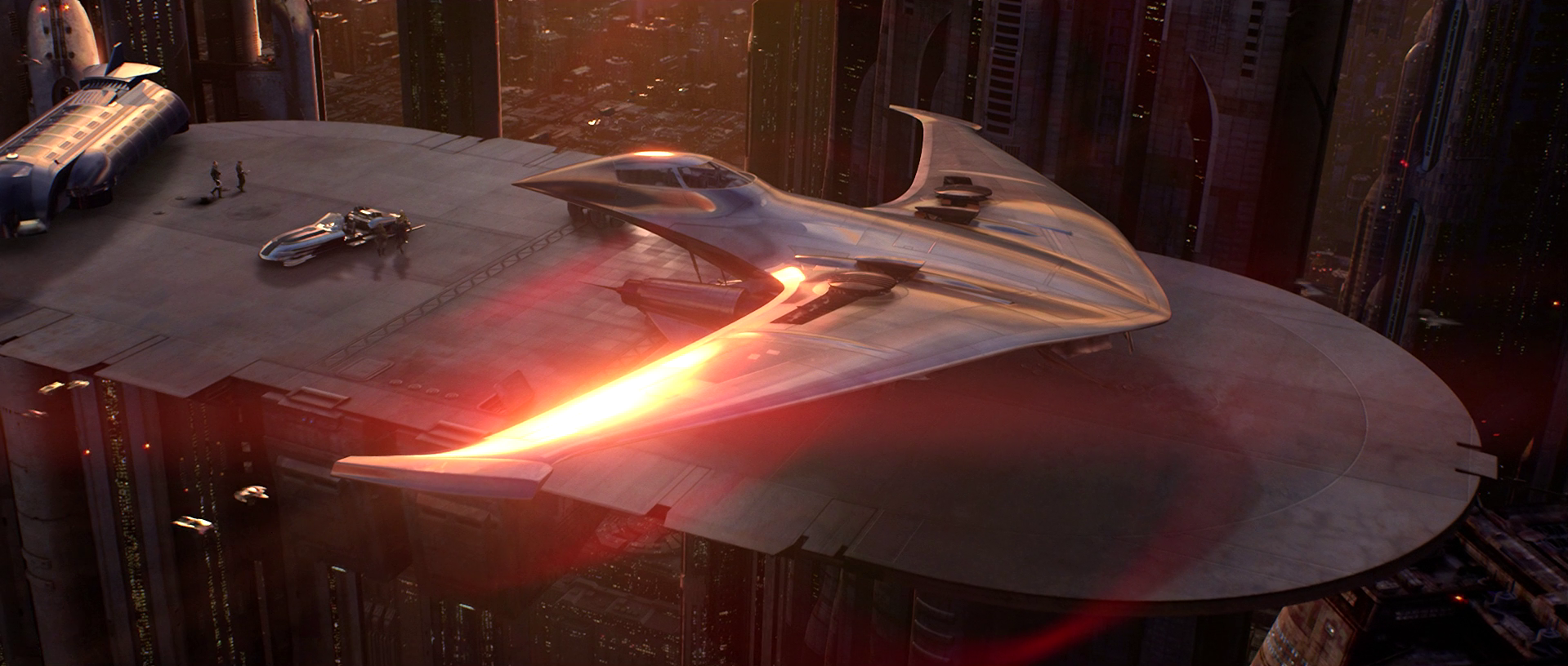 Padmé Amidala's star skiff on Coruscant.