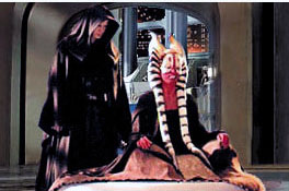 Shaak Ti in her quarters in a deleted scene from Episode III.