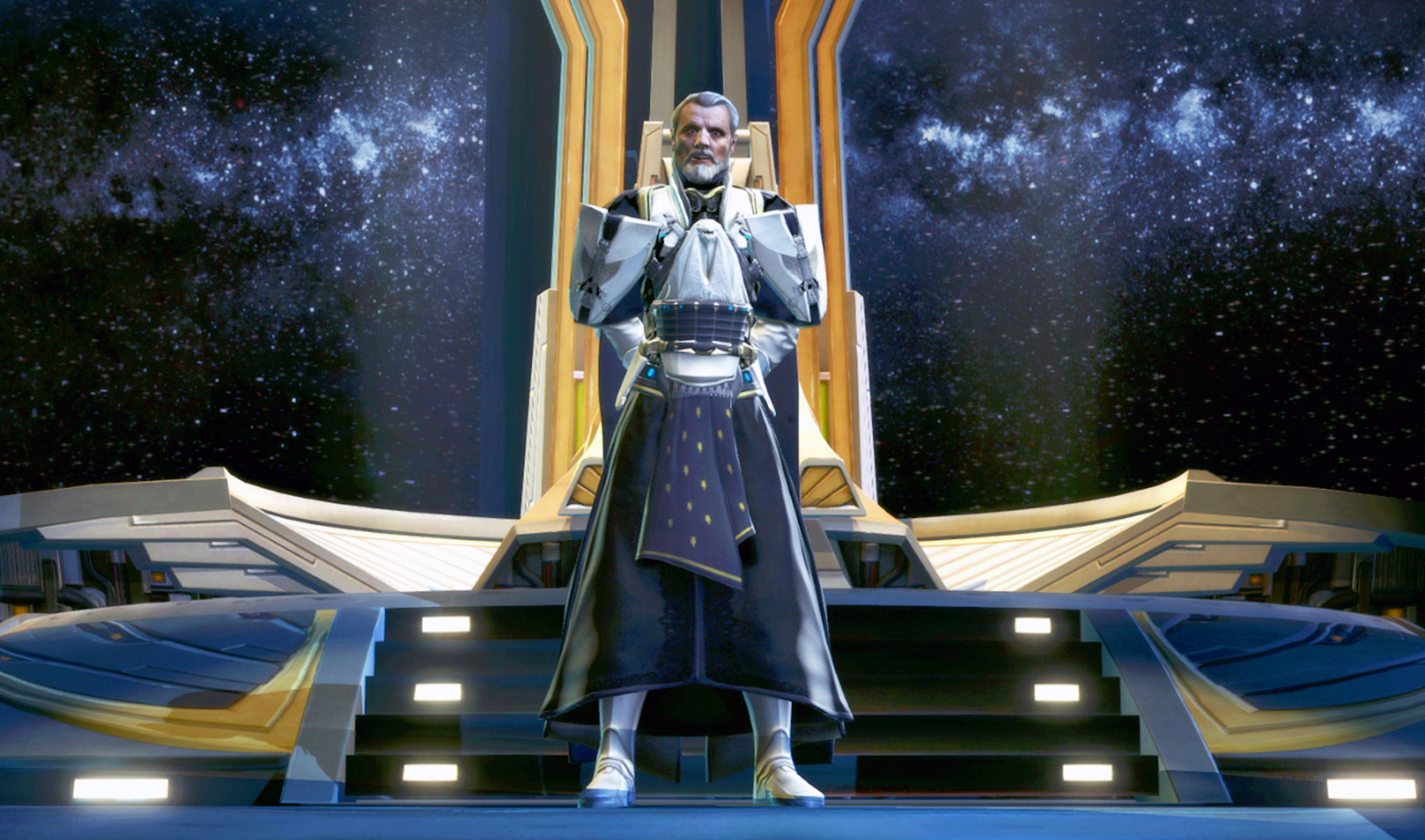 Darth Marr and his ally were brought as prisoners before Valkorion, revealed as the Sith Emperor.