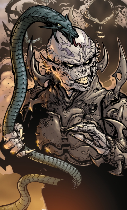 A Yuuzhan Vong warrior wielding an amphistaff.