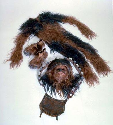 The parts making up the Chewbacca costume.