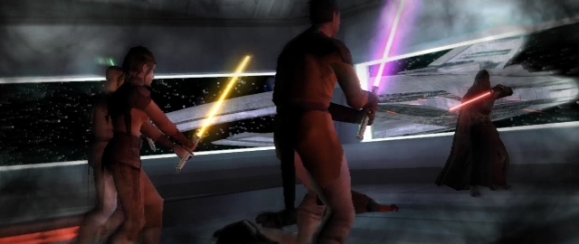 Darth Revan confronted on the bridge of his flagship.