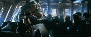 Jabba and his guests travelling aboard the Khetanna.