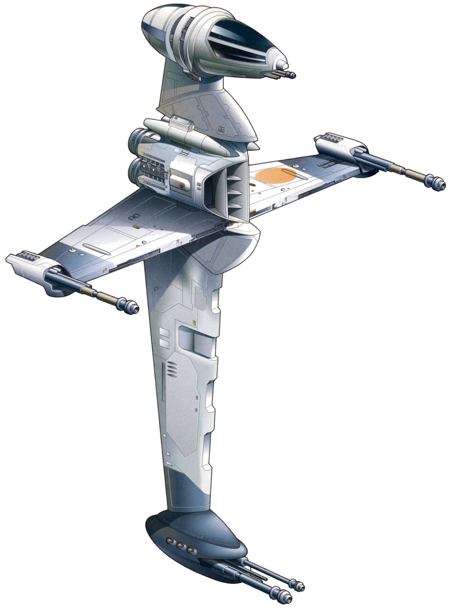 A B-wing in attack configuration