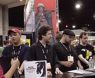 The Knights of the Old Republic creators at Comic-Con 2006: (left to right) Brian Ching, John Jackson Miller, Michael Atiyeh, and Dustin Weaver