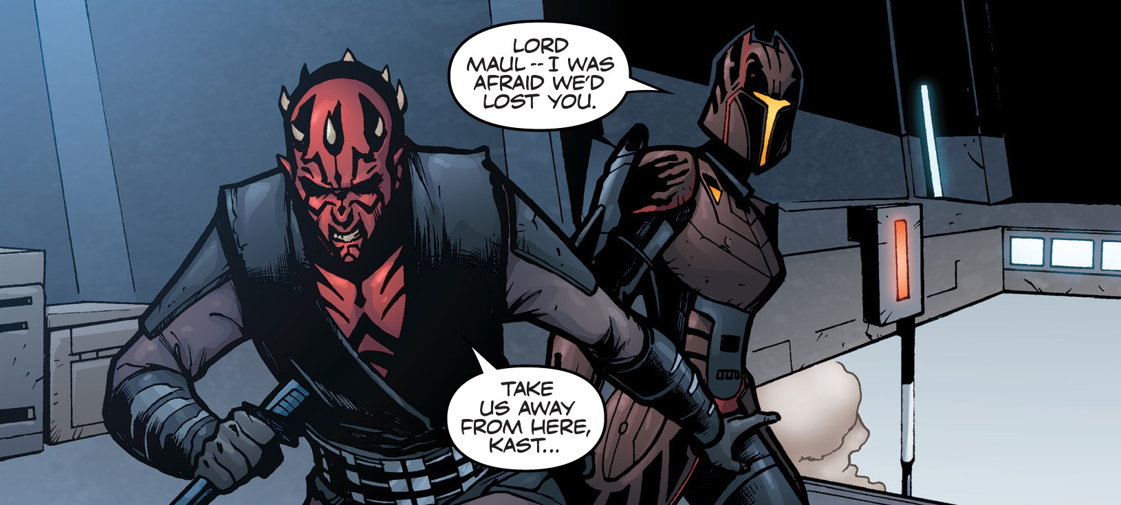 Kast picks Maul up in the Nightbrother following his duel with Grievous.