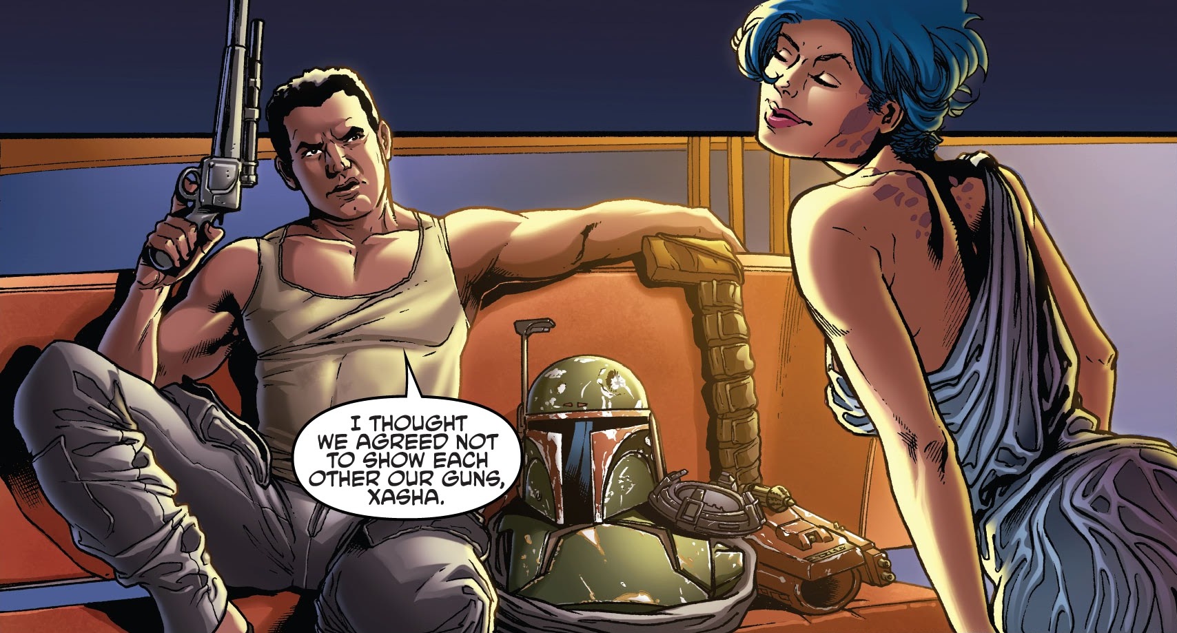 Boba Fett and Xasha, bounty hunters and occasional partners.