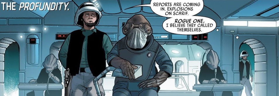 Raddus is notified of the rebel engagement on Scarif.