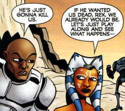 Rex and Ahsoka Tano decide to comply with Overseer Juhm's demands.