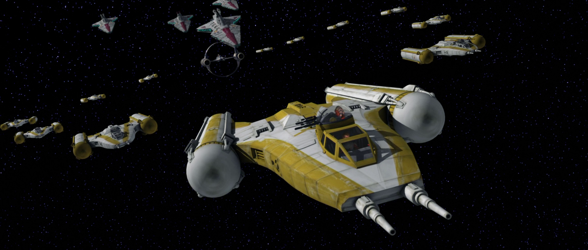 Shadow Squadron deploys from a Republic fleet.