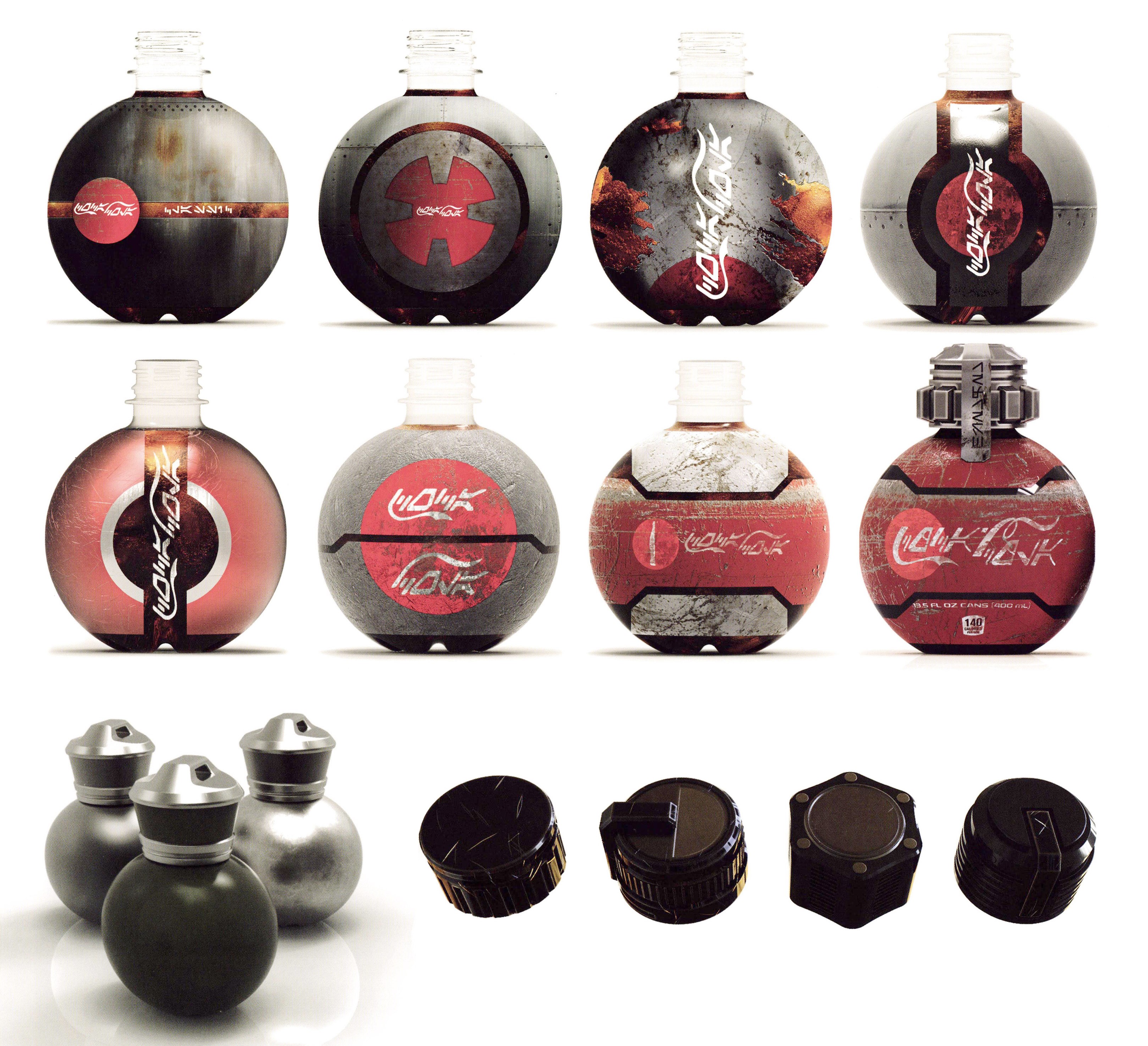 Bottle concepts throughout the design process