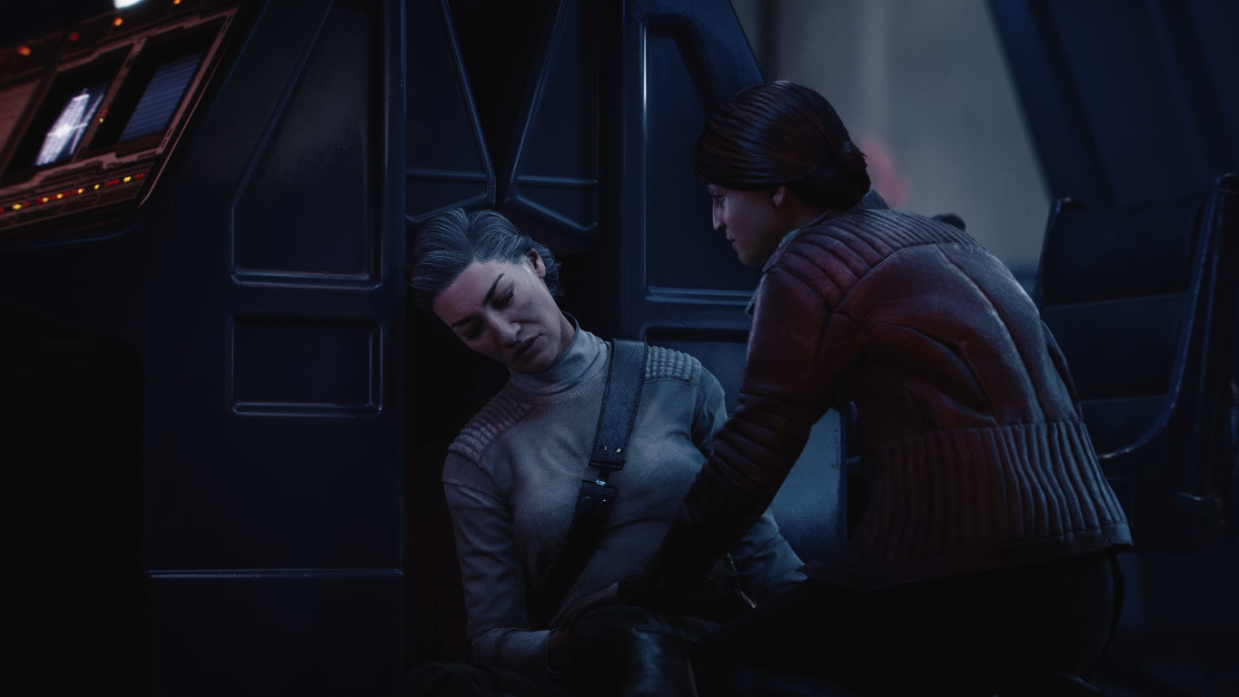 Iden Versio take one last look at her daughter Zay with the mission of delivering the schematics to the Resistance.