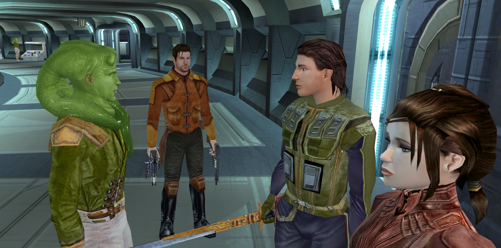 Revan, Carth Onasi, and Bastila Shan were asked to meet with Canderous Ordo.