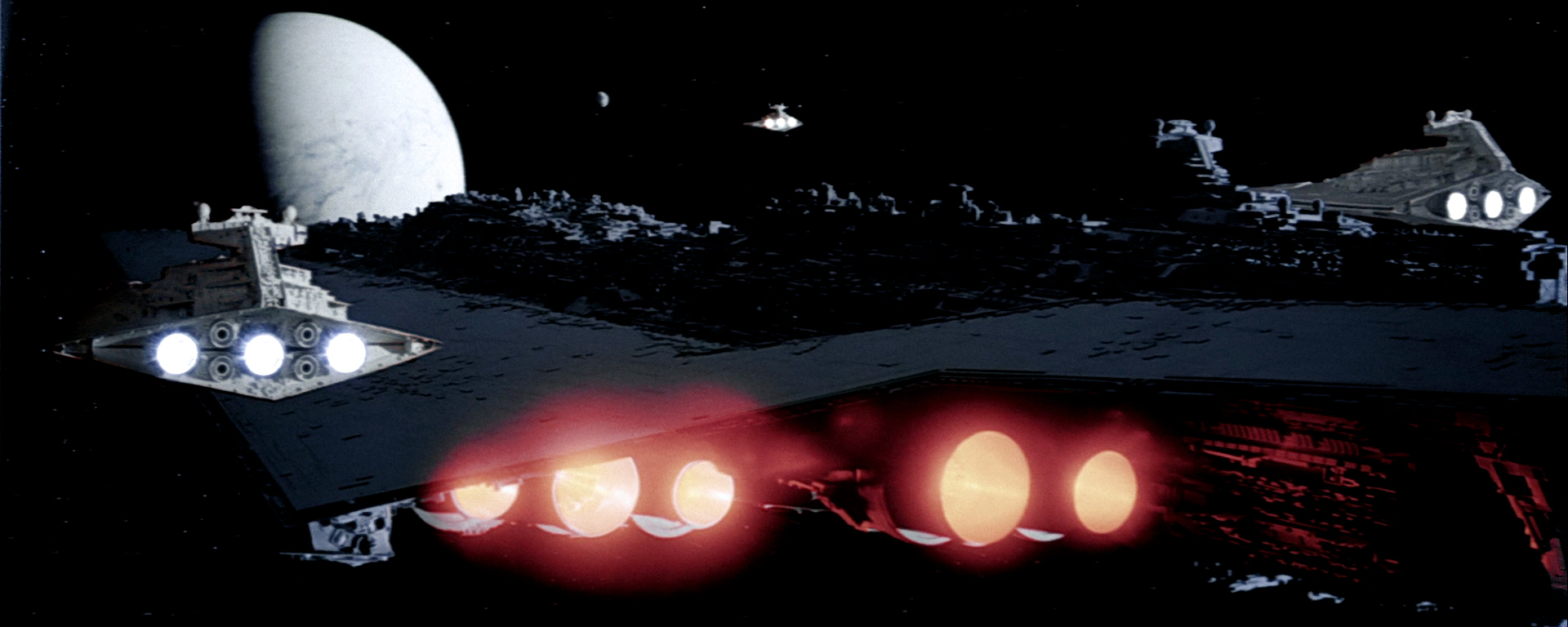 Vader's fleet preparing to assault the rebel force at Hoth