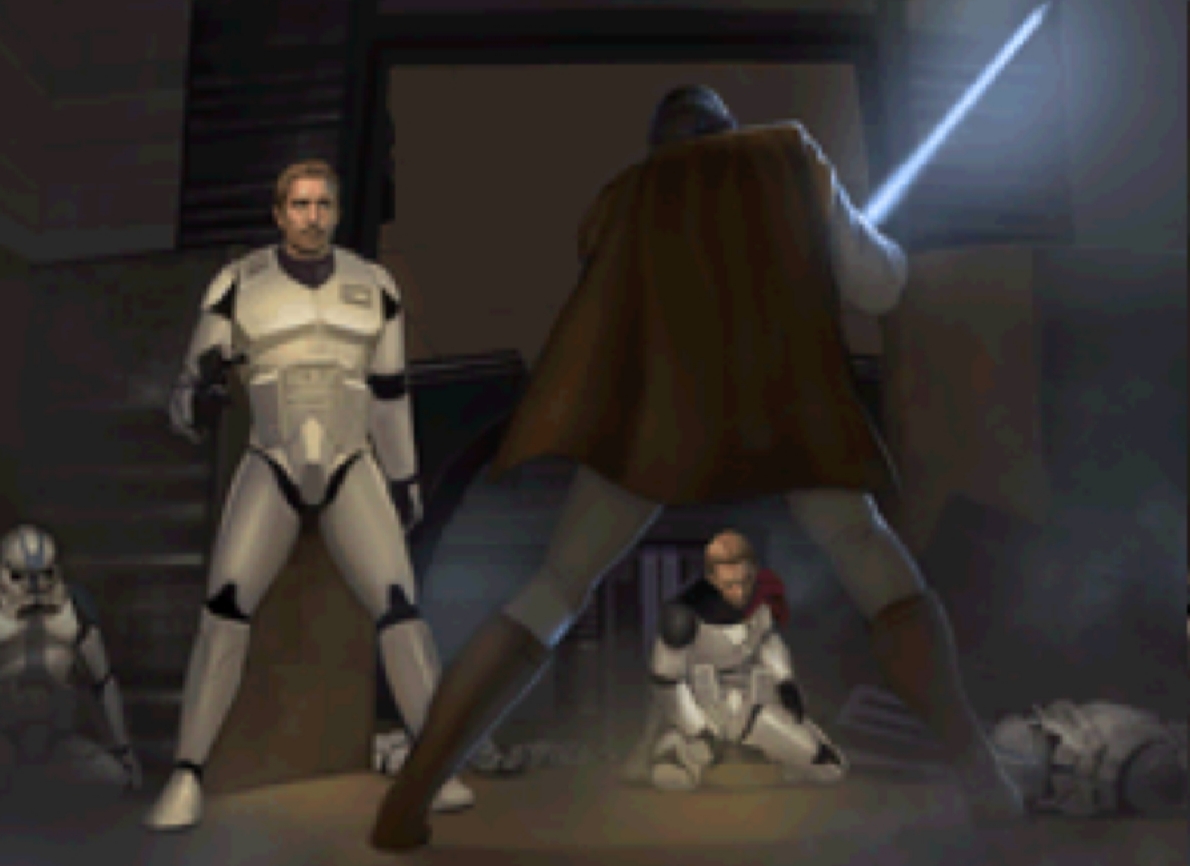 X2 takes a stand to defend X1 from Ferroda during Order 66.