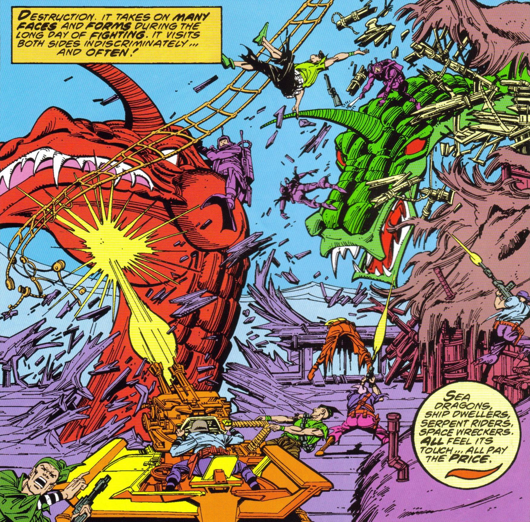 Dragon Lords and their sea-dragon allies attack the wreckers' ship during the battle for Drexel.