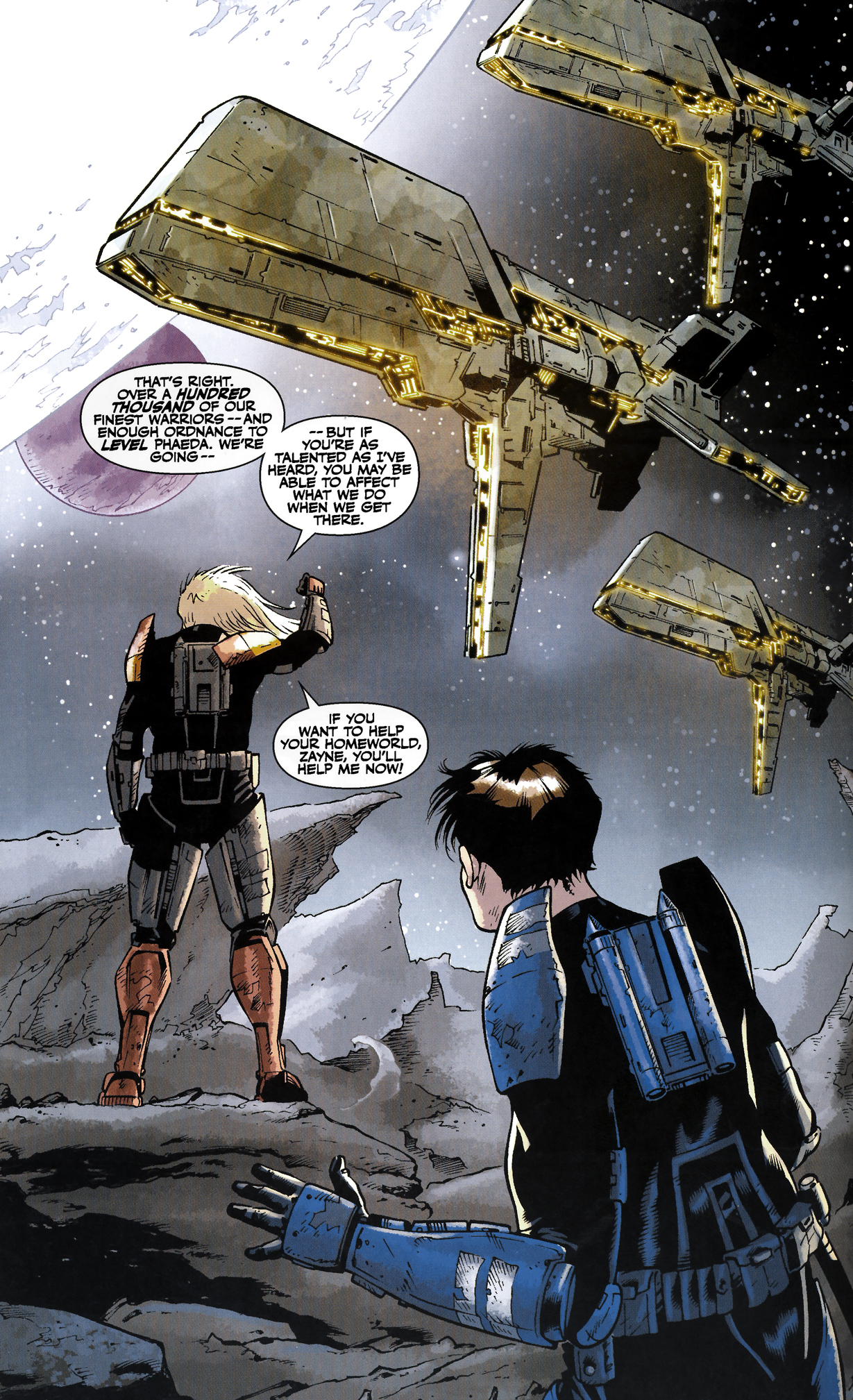 Kace showing the arrival of the Mandalorian dreadnaughts to Carrick