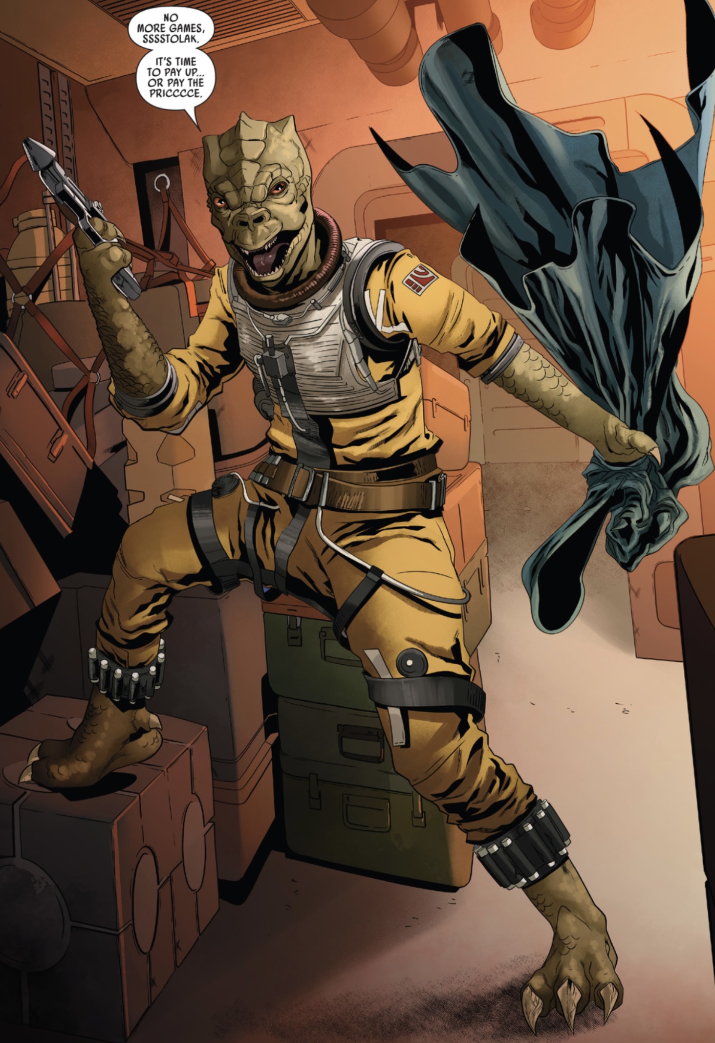 Bossk'wassak'Cradossk aboard the Halcyon around 9 ABY to capture Stolak Vandello