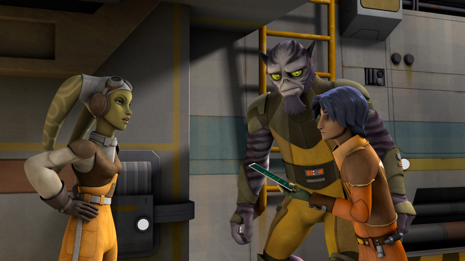 Hera expelling Zeb and Ezra, giving them a market list.