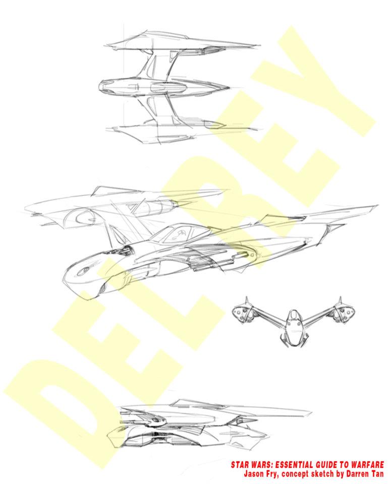 Concept sketches for the Owool Interceptor by Darren Tan for The Essential Guide to Warfare.