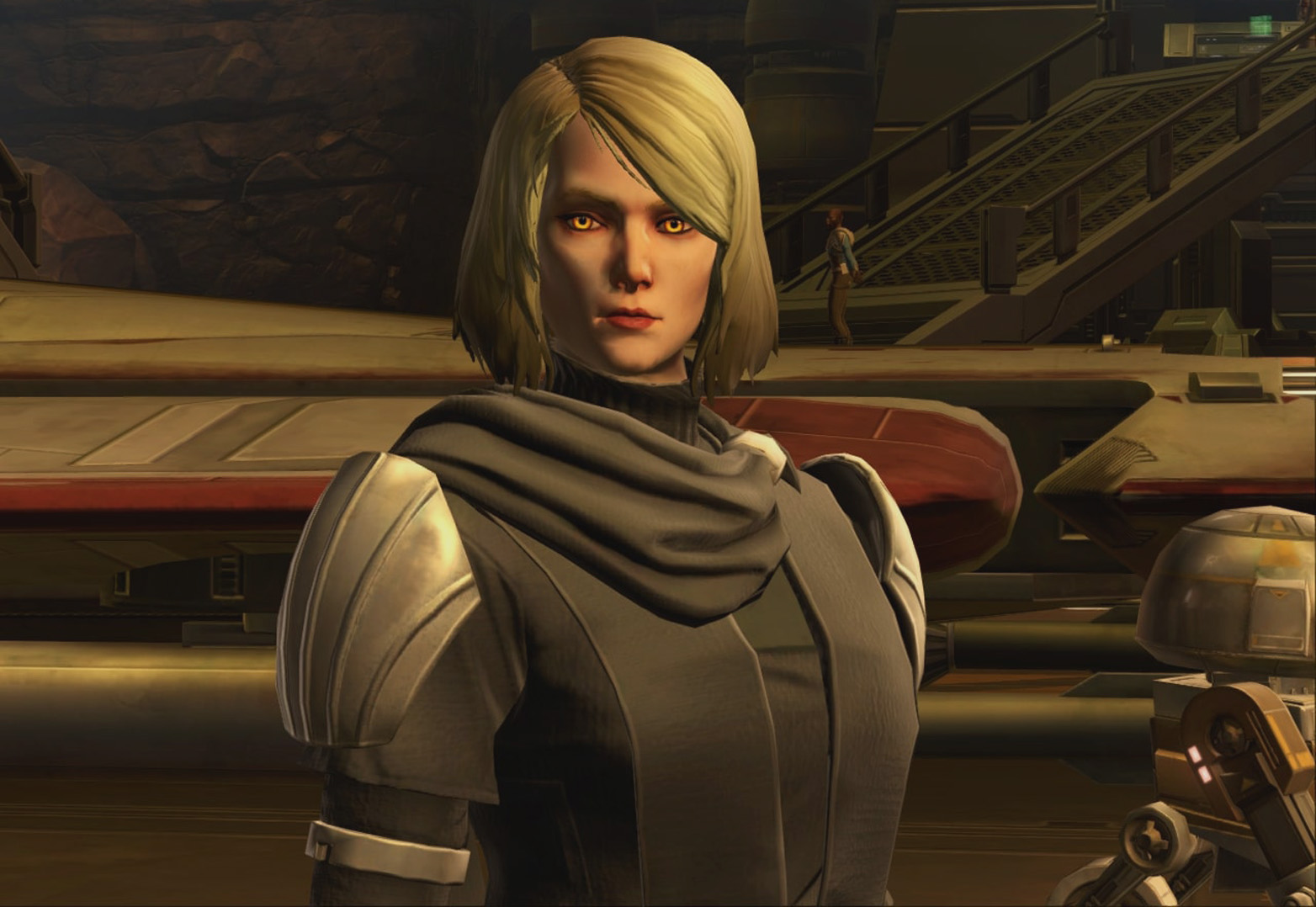 Lana Beniko observes the Alliance personnel's reaction to Zakuul's former Emperor.