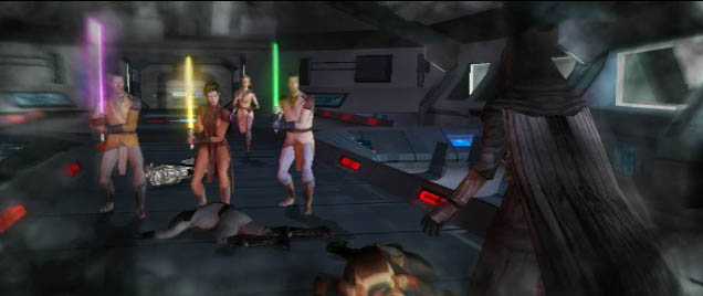 Bastila Shan's strike team confronts Darth Revan.