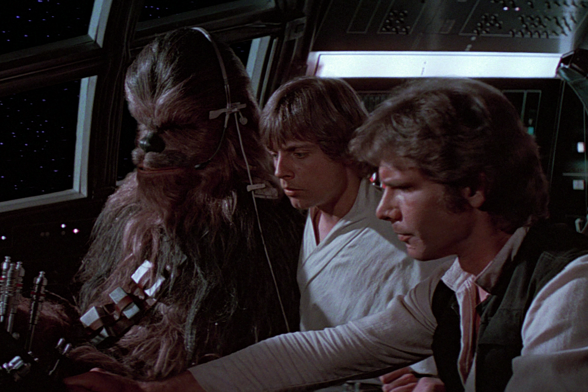 Han Solo, Chewbacca, and Luke Skywalker met with Porter on Drunost.