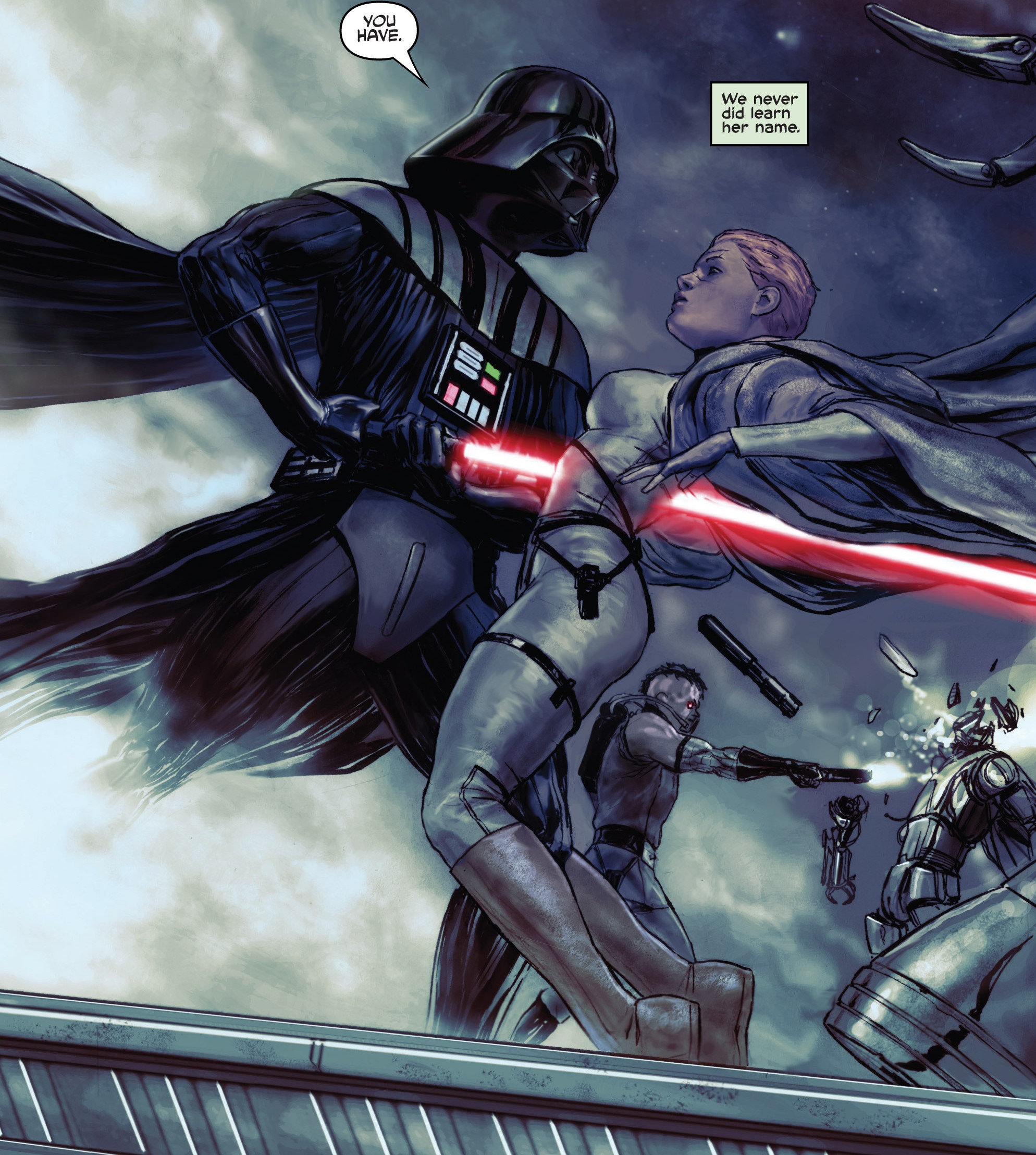 Darth Vader kills the Jedi.