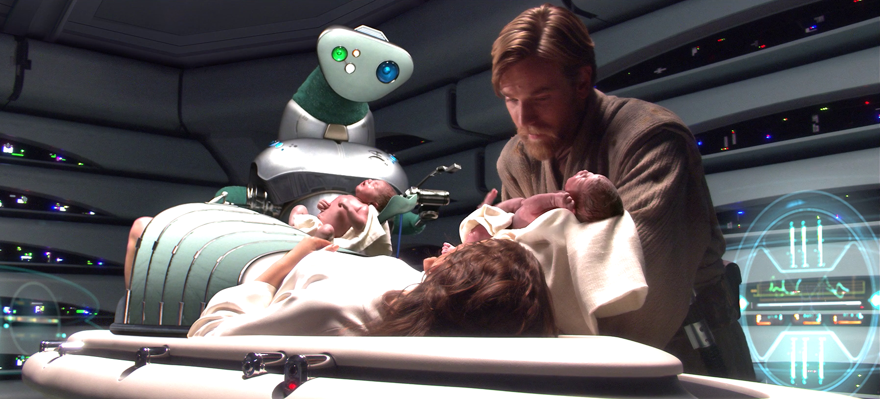 Kenobi during Amidala's final moments and the birth of the twins.