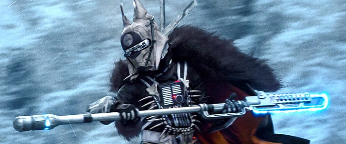 Enfys Nest wielding her staff on Vandor