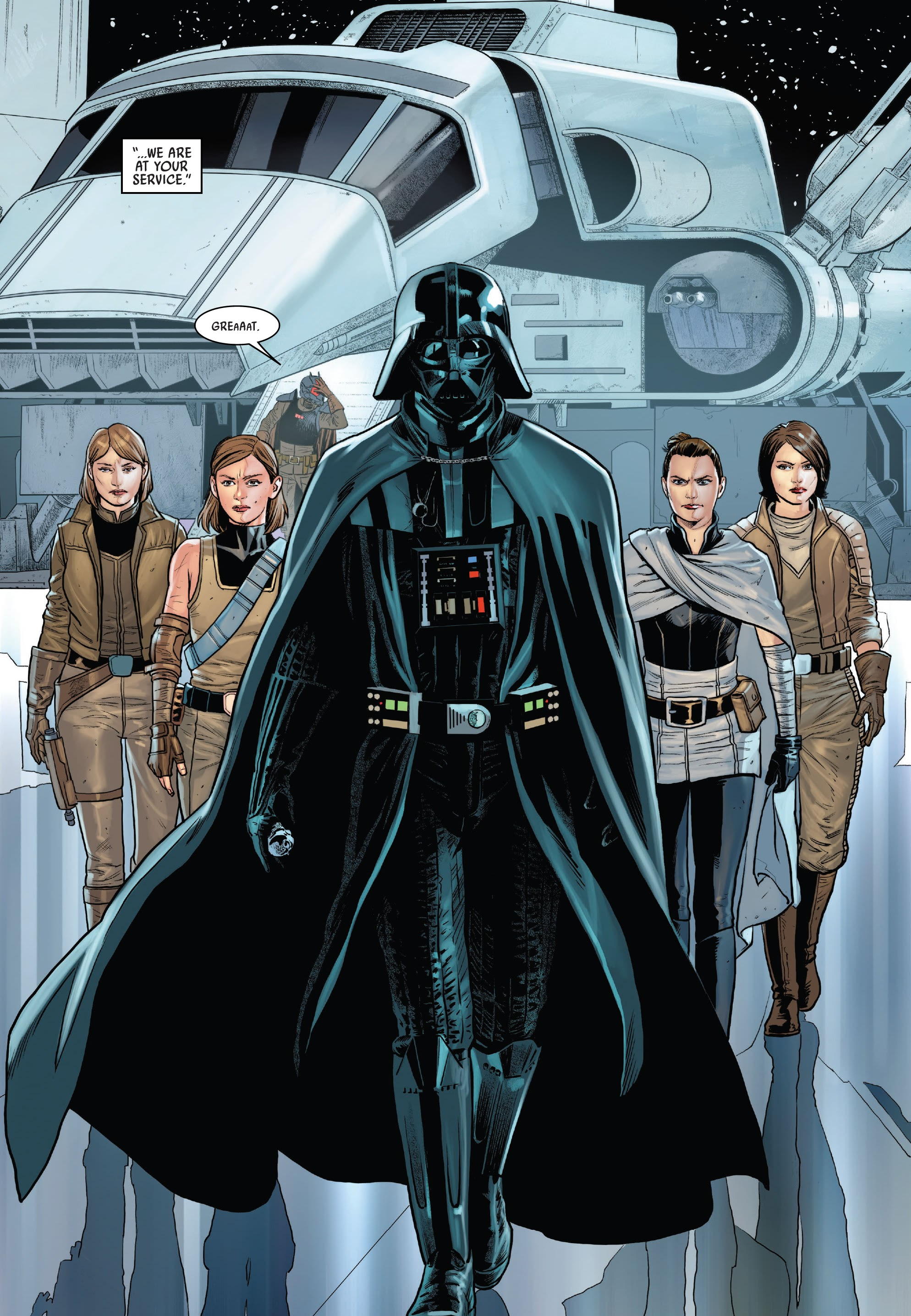 Former Handmaidens of Padmé Amidala join Darth Vader for the battle against Jul Tambor and to save Sabé.