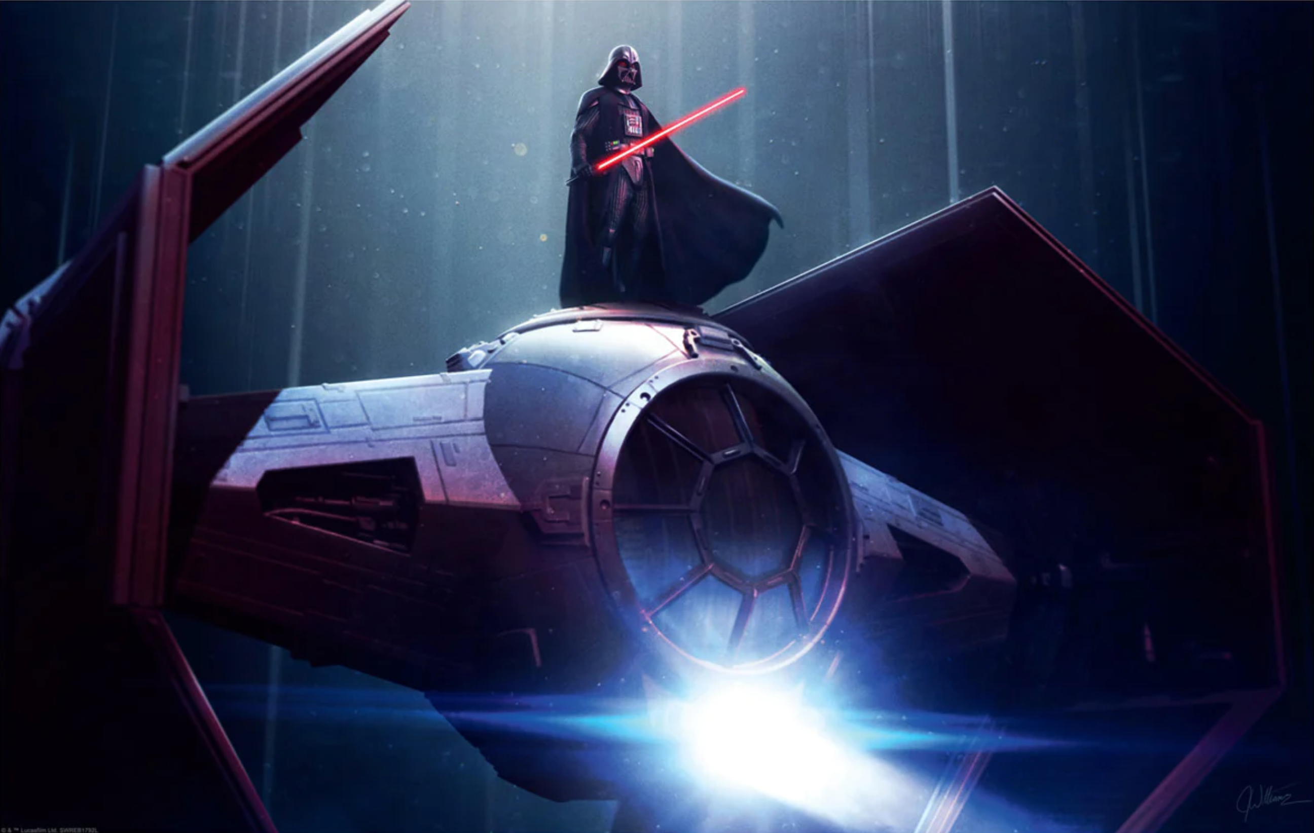 Darth Vader atop his personal TIE Advanced x1.