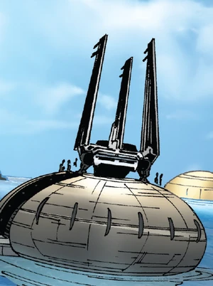 The Infernum resting on a landing platform.