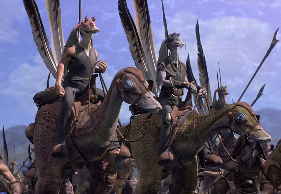 Gungan officers rode kaadu into battle.