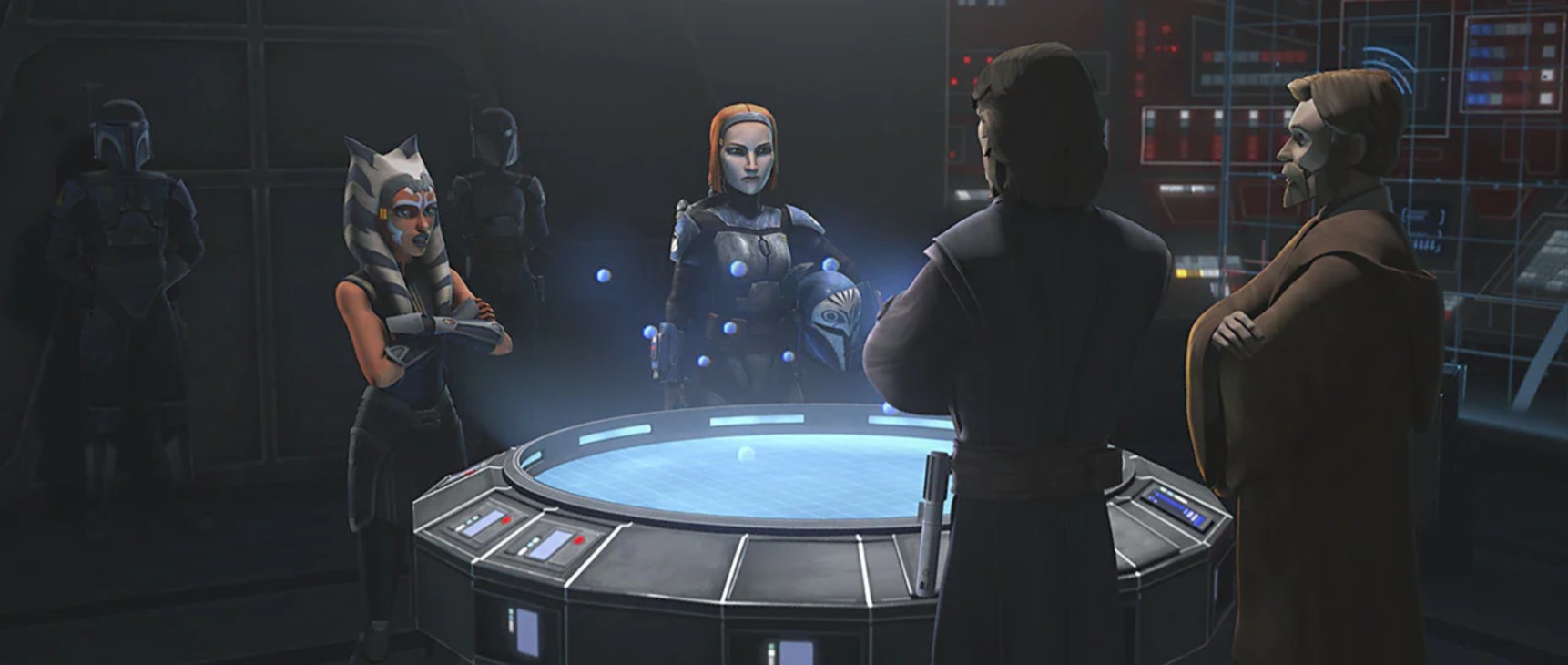 Ahsoka and Bo-Katan explain the plan to capture Maul to Anakin and Obi-Wan.