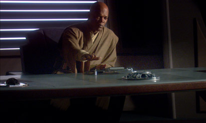 Mace Windu at his desk.