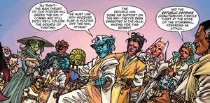 5A-G3 was amongst those who gathered to defend Eriadu and listened to Qort's rallying message before they continued their fight.