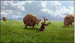 Anakin probeert op een Shaak te rijden