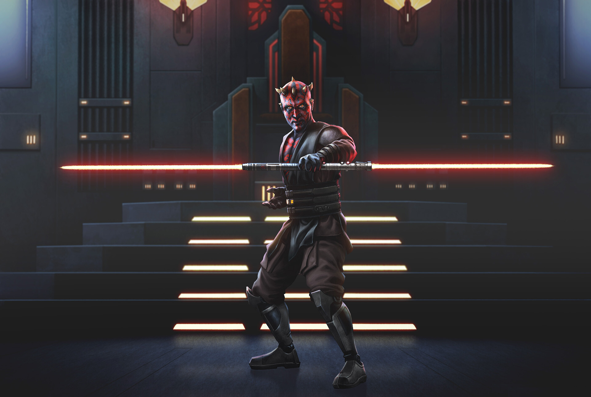 Maul in the throne room of Mandalore, the Grand Salon