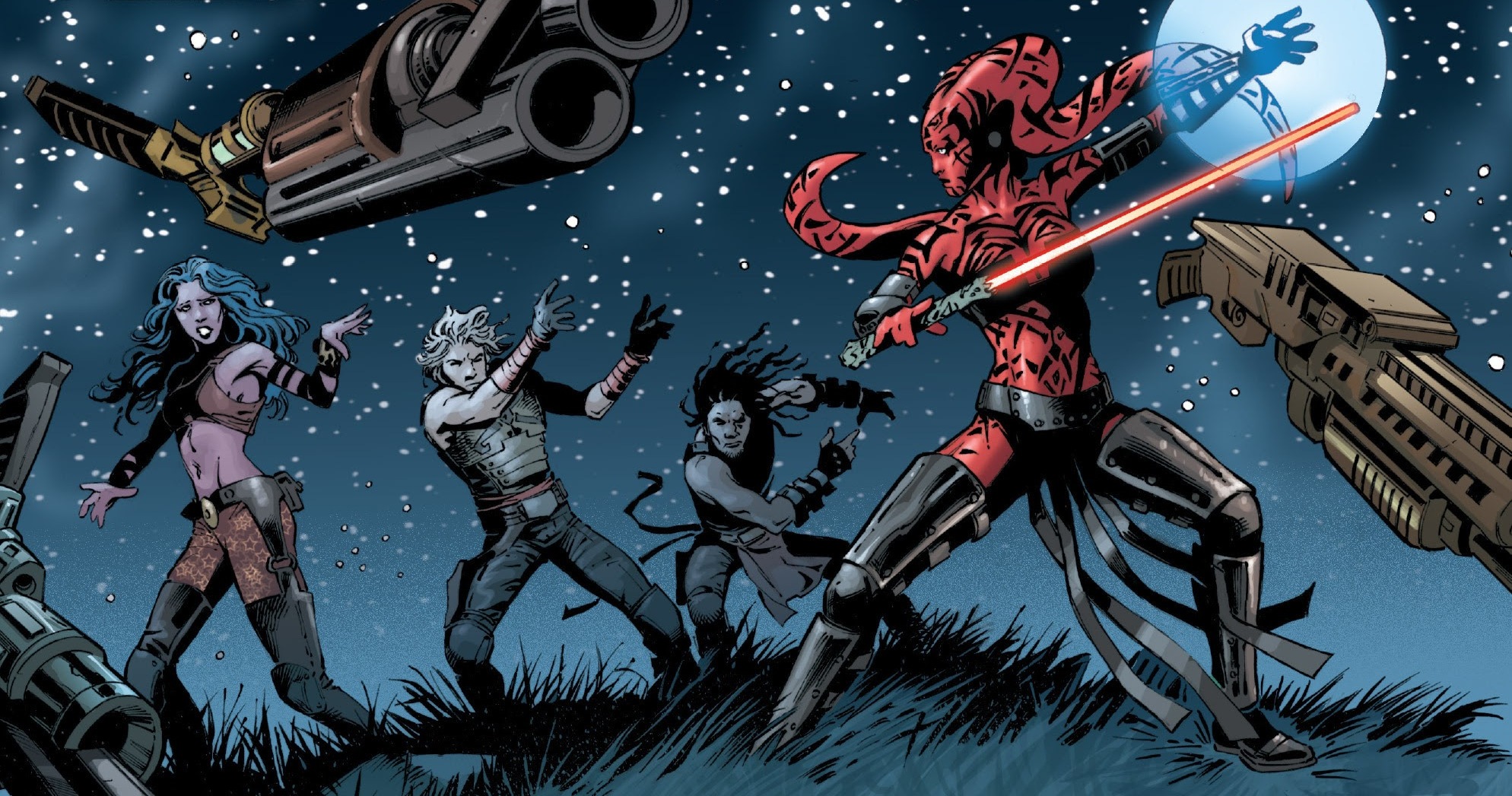 Darth Talon confronts Marasiah Fel and her allies on Vendaxa.