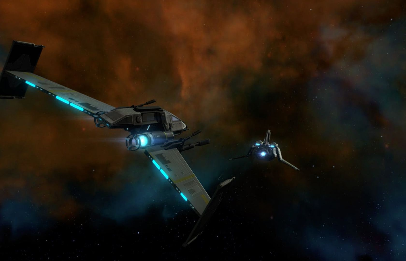 The Commander pursues Senya's shuttle in a Zakuulan starfighter.